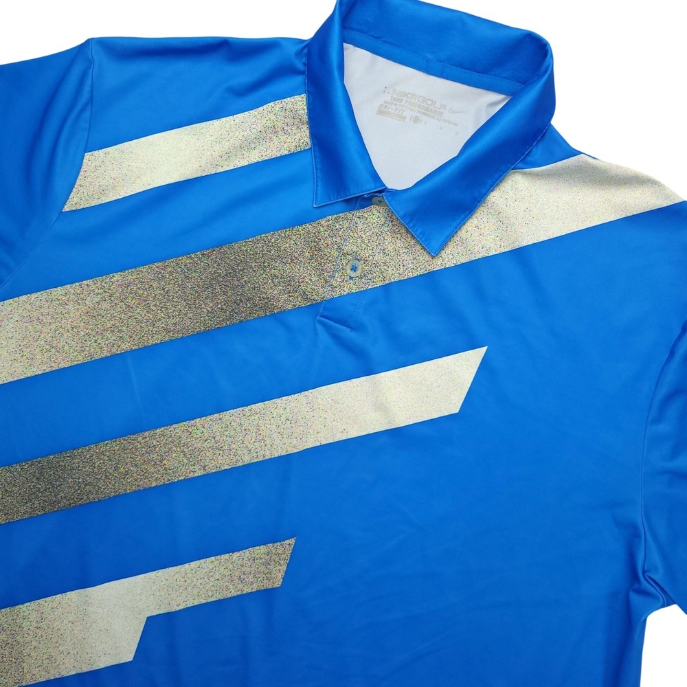 Nike Golf Dri-FIT Polo Shirt Mens Large Blue Diagonal Stripe Golf‎ Performance